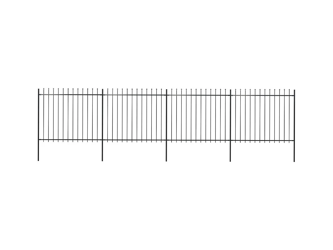 Cl?ture de jardin avec dessus en lance Acier 6,8 x 1,5 m Noir
