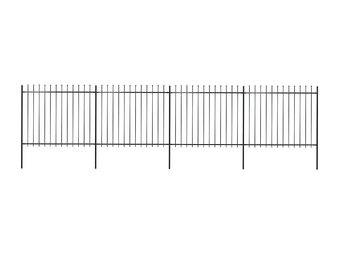 Cl?ture de jardin avec dessus en lance Acier 6,8 x 1,5 m Noir