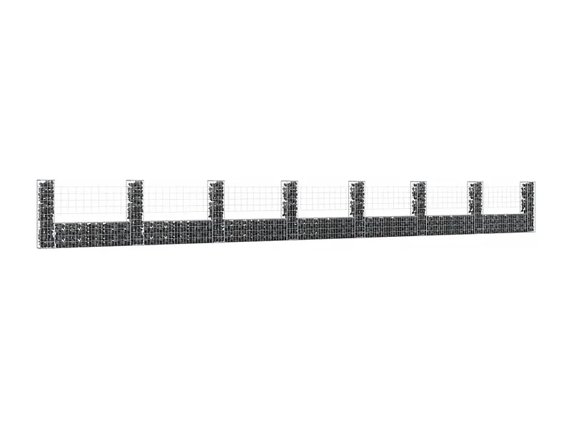 Panier de gabion en forme de U avec 8 poteaux Fer 860x20x100 cm