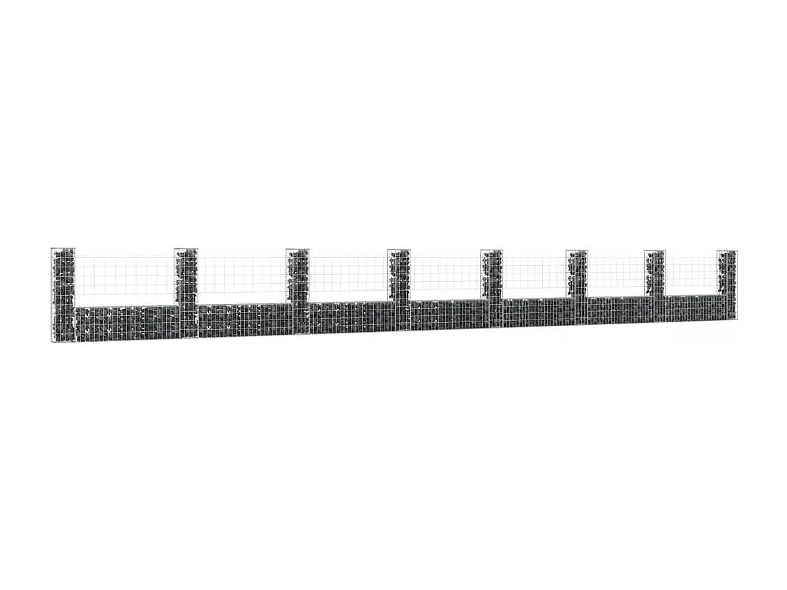 Panier de gabion en forme de U avec 8 poteaux Fer 860x20x100 cm