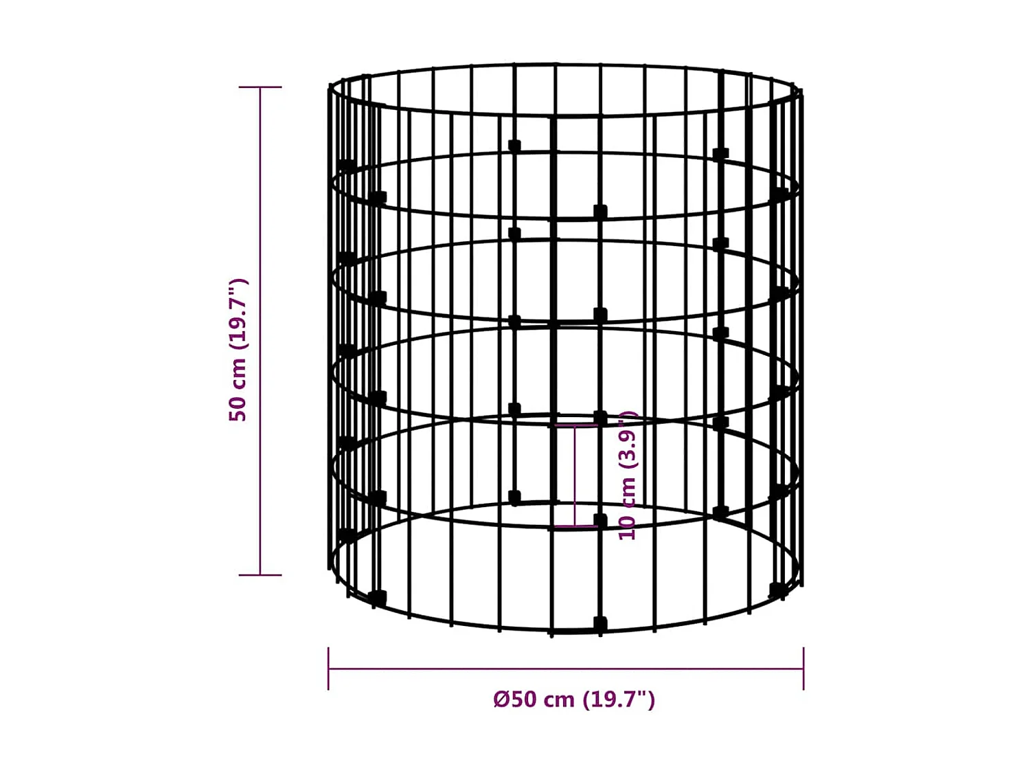 Poste de gabião circular Aço galvanizado ?50x50 cm