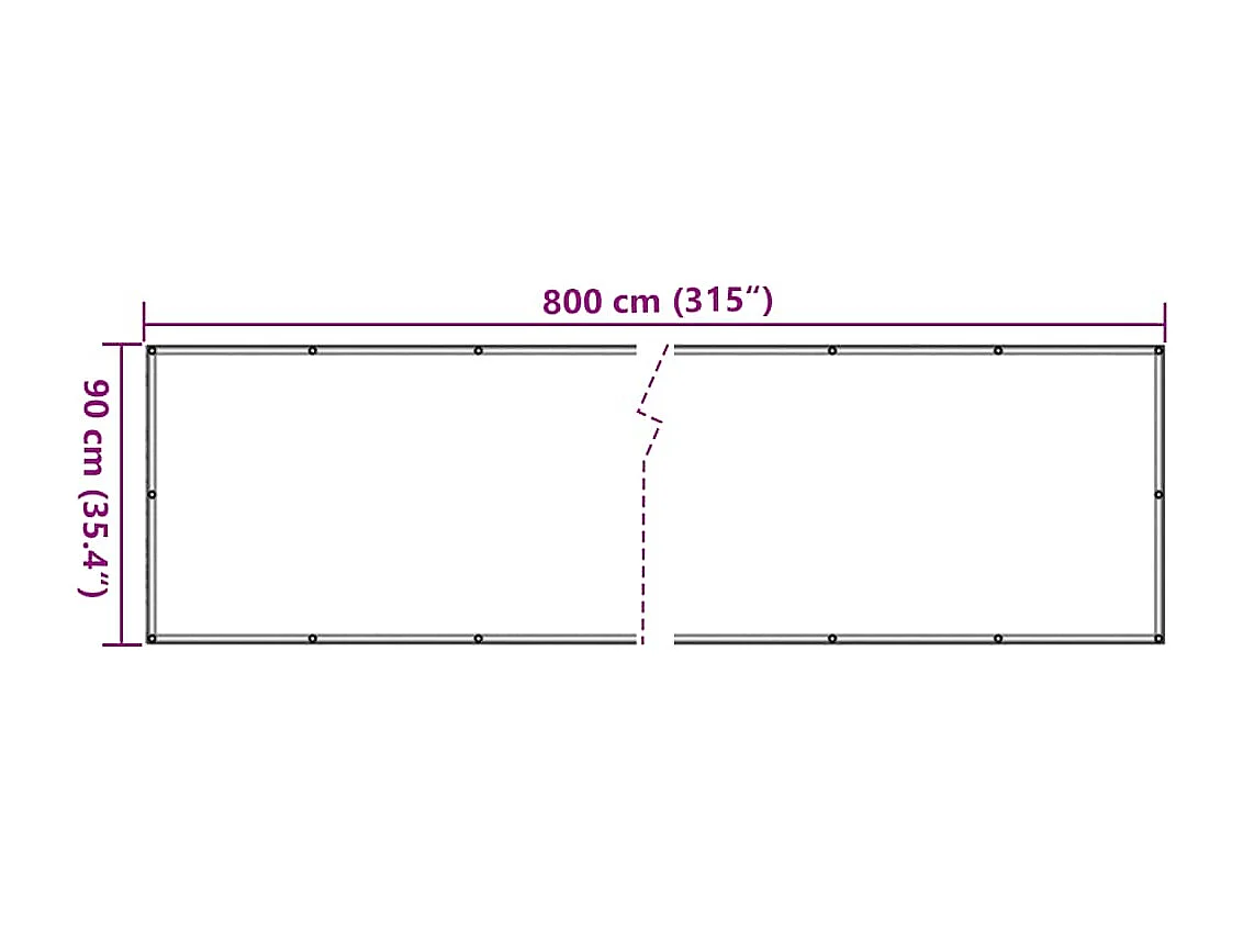 écran d'intimité de balcon blanc 800x90 cm PVC