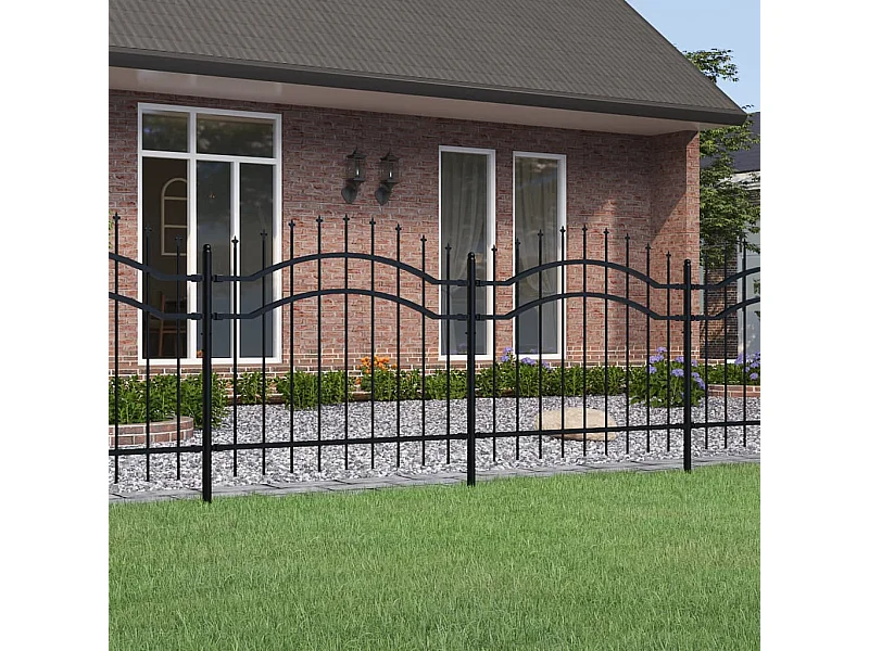 Recinzione da giardino con punta a lancia Nero 140 cm