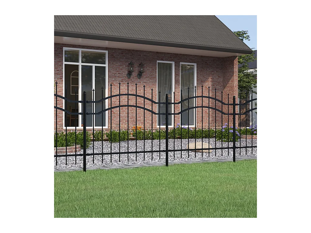 Cl?ture de jardin avec sommet de lance Noir 140 cm