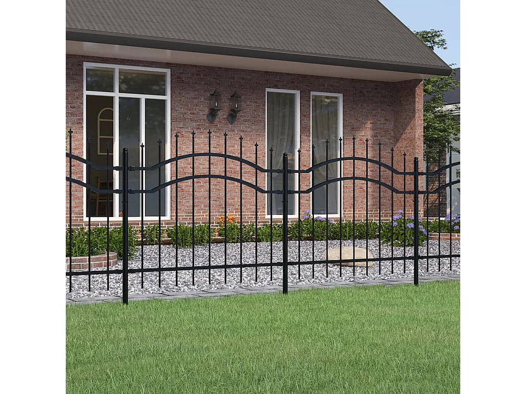 Cl?ture de jardin avec sommet de lance Noir 140 cm