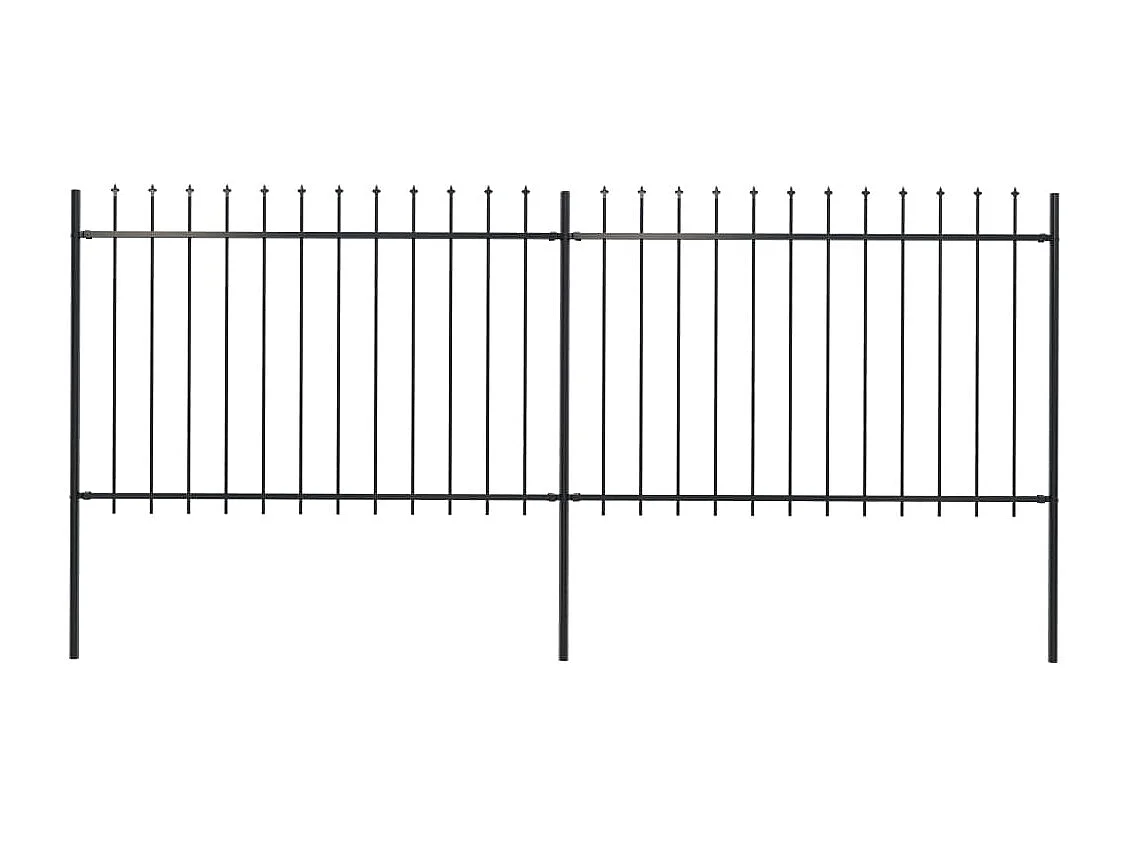Tuinhek met speerpunt Staal 3,4x1,2 m Zwart