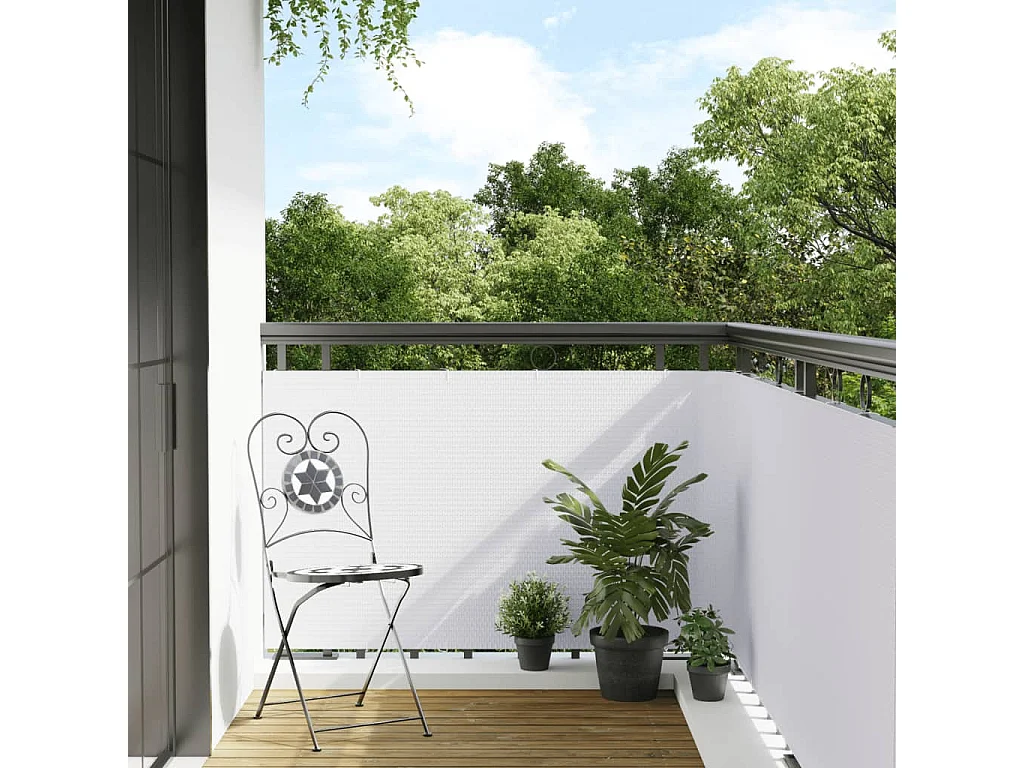 Paravento bianco da balcone 400x100 cm in resina intrecciata