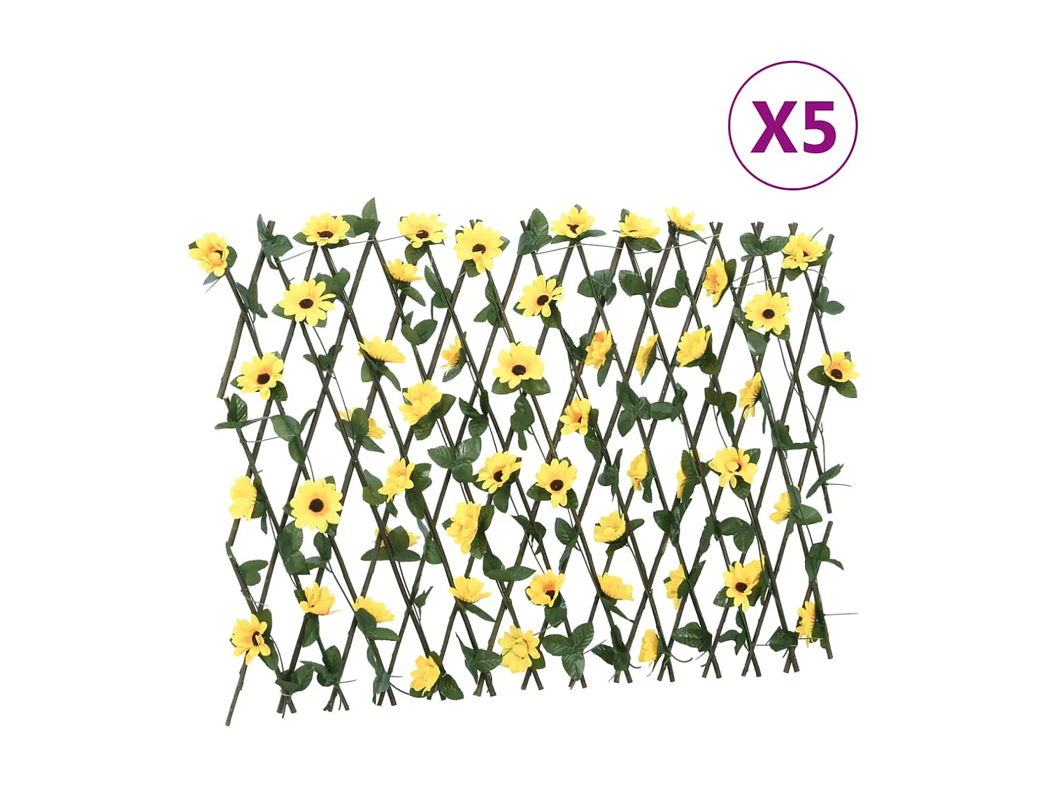 ?5 pezzi di traliccio di edera artificiale espandibile giallo 180x60cm