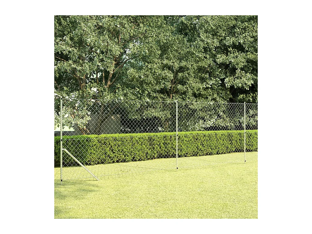 Cl?ture à mailles avec poteaux Acier galvanisé 15x1,5 m Argenté