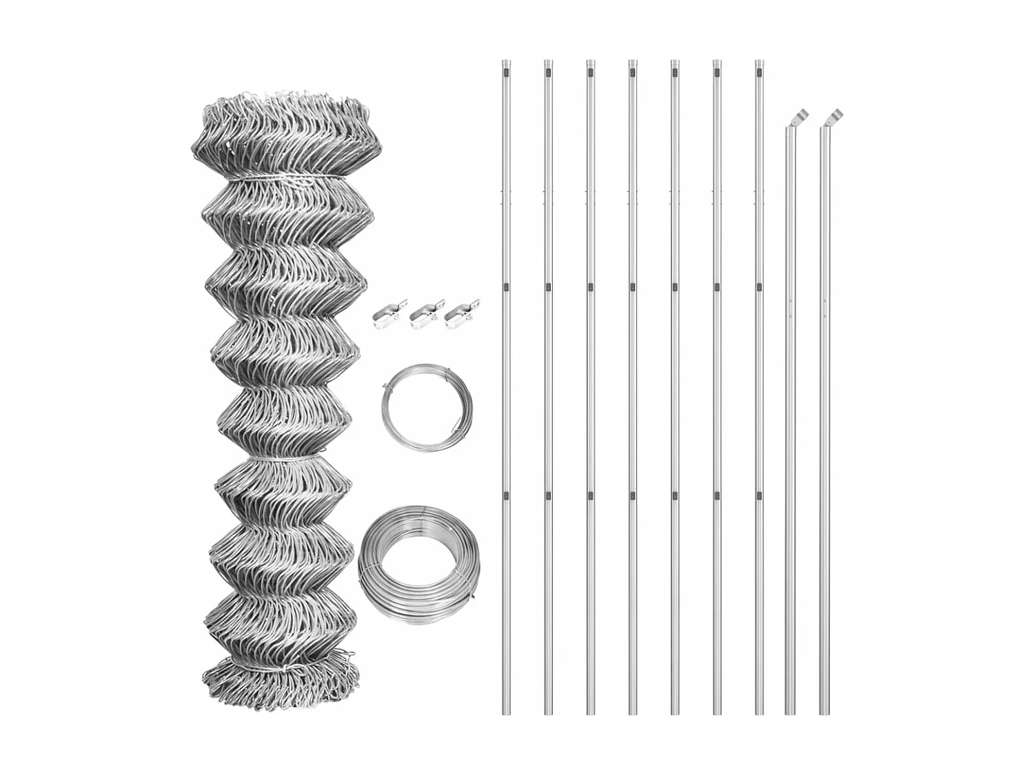 Cl?ture à mailles avec poteaux Acier galvanisé 15x1,5 m Argenté
