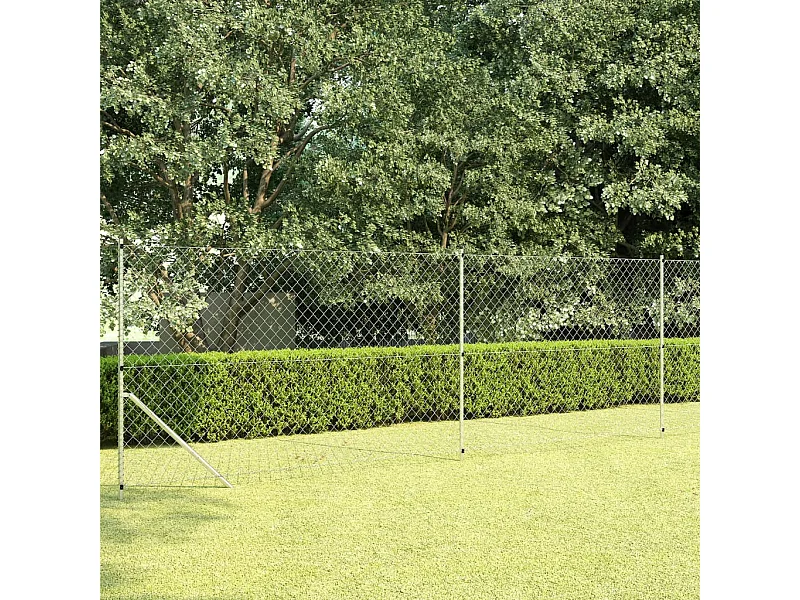 Cerca de malha com postes Aço galvanizado 15x1,5 m Prata