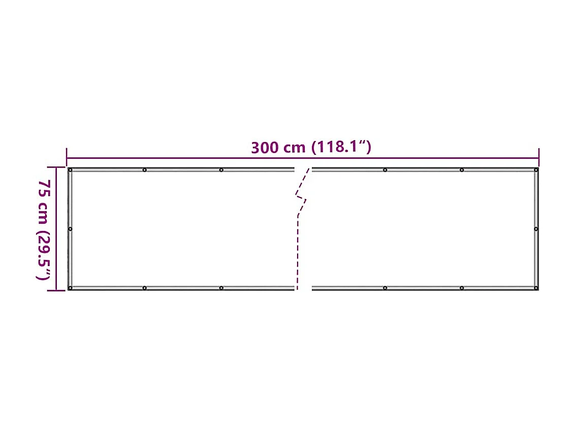 Tela de privacidade para sacada cinza 300x75 cm PVC