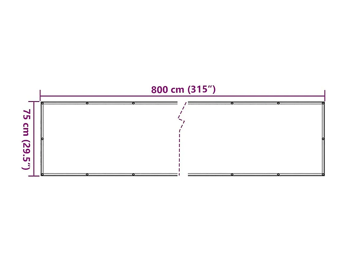 Frangivista per balcone antracite 800x75 cm PVC