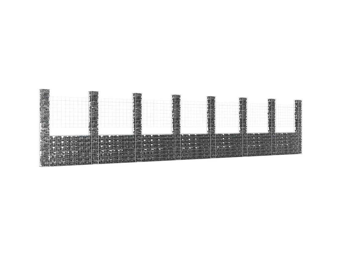 Panier de gabion en forme de U avec 8 poteaux Fer 860x20x200 cm