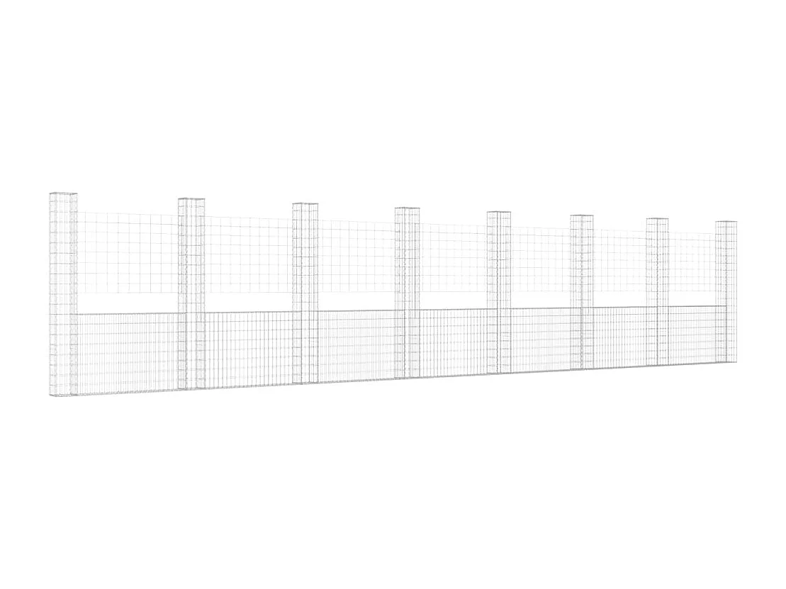 Gabbione a U con 8 pali in ferro 860x20x200 cm