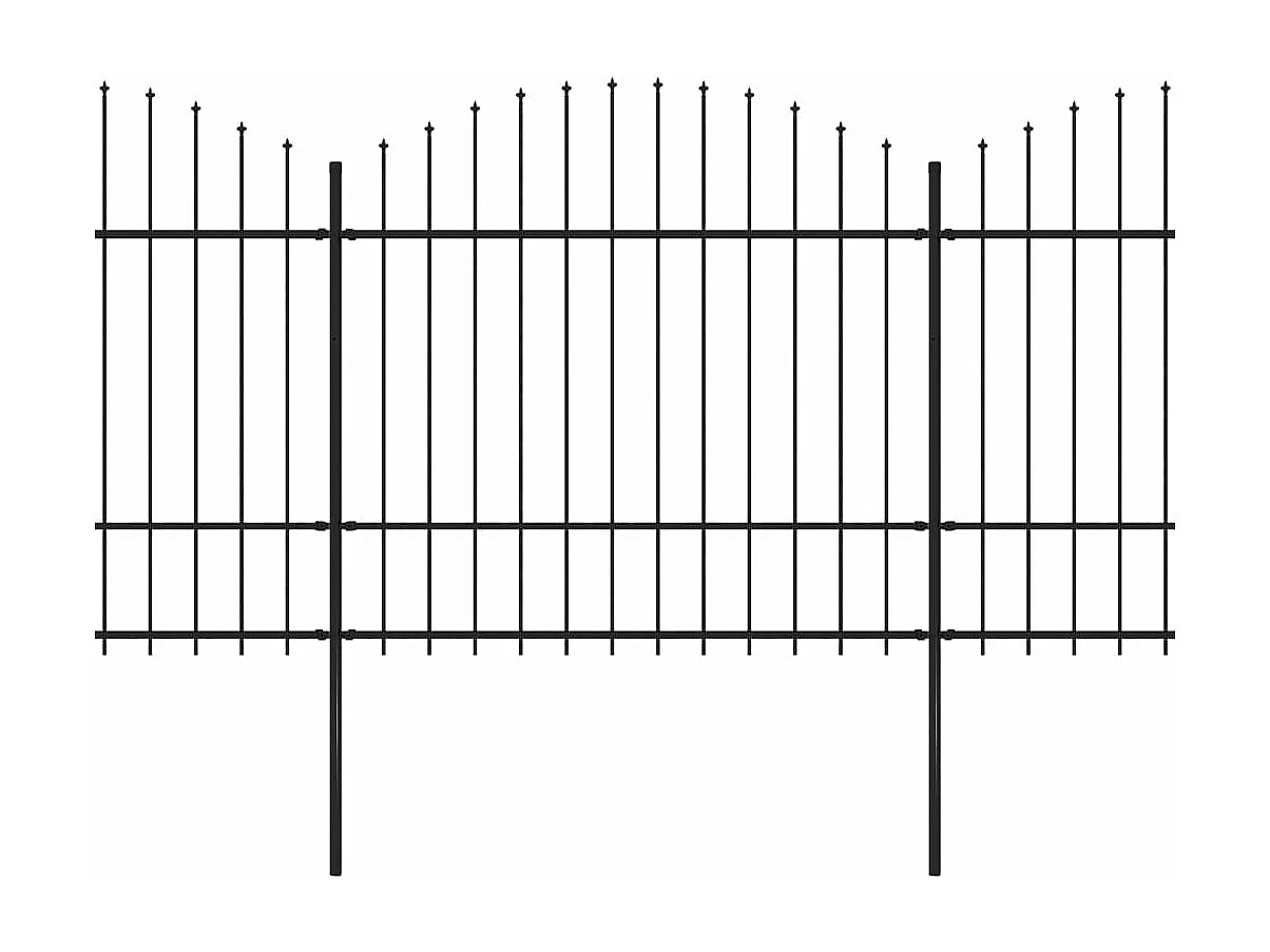 Spear Top Garden Fence in acciaio (1,5-1,75) x 15,3 m nero