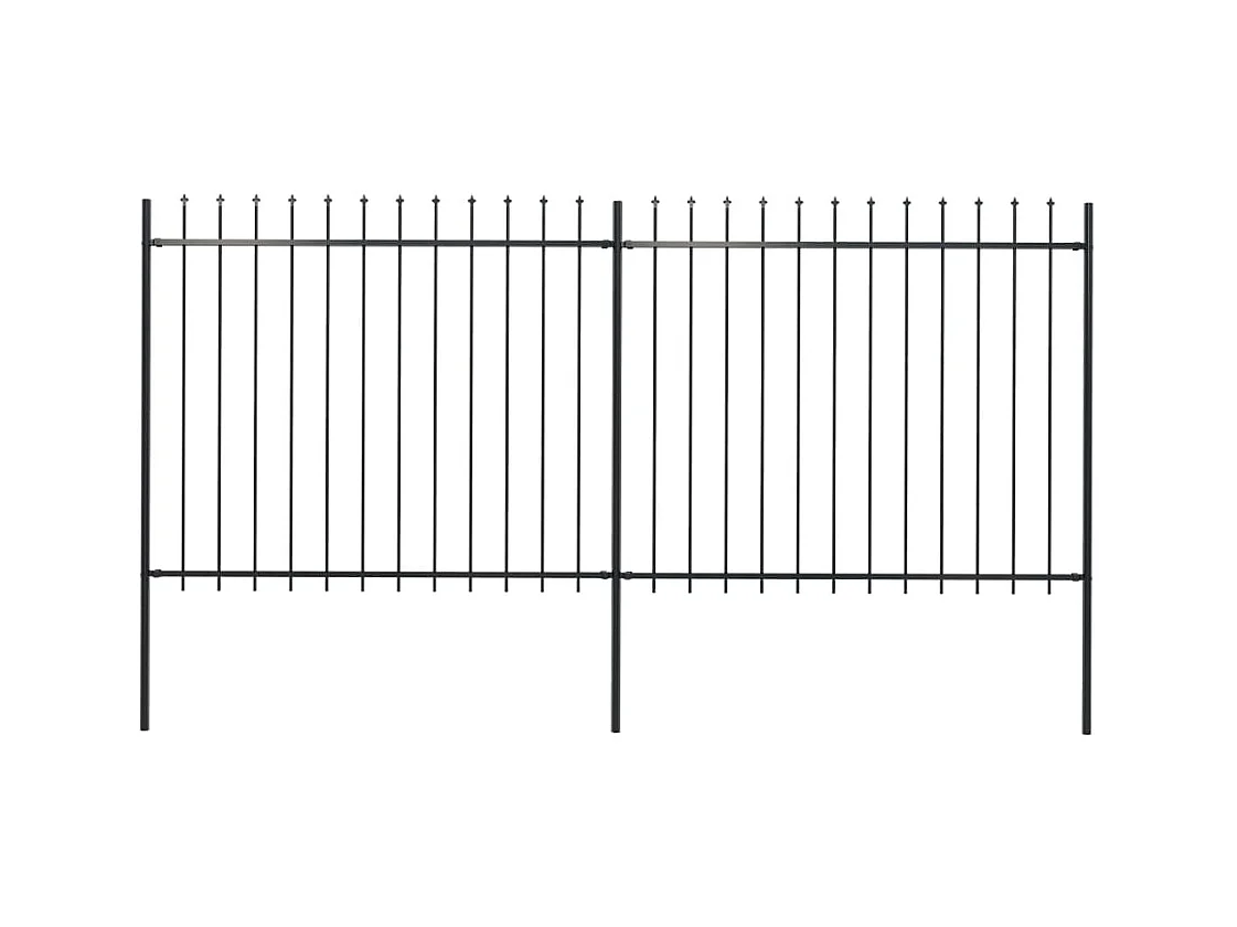 Recinzione da giardino con punta a lancia in acciaio 3,4 x 1,5 m nero