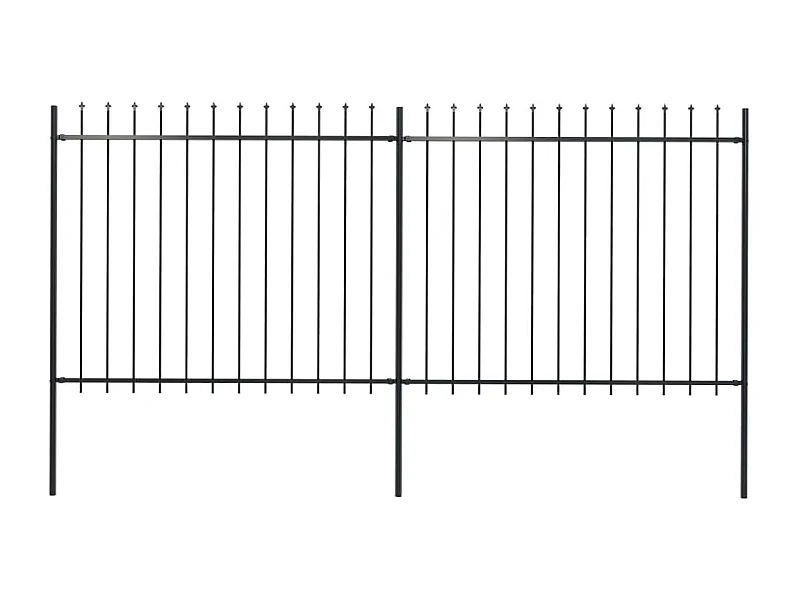 Gartenzaun mit Speerspitze Stahl 3,4 x 1,5 m Schwarz