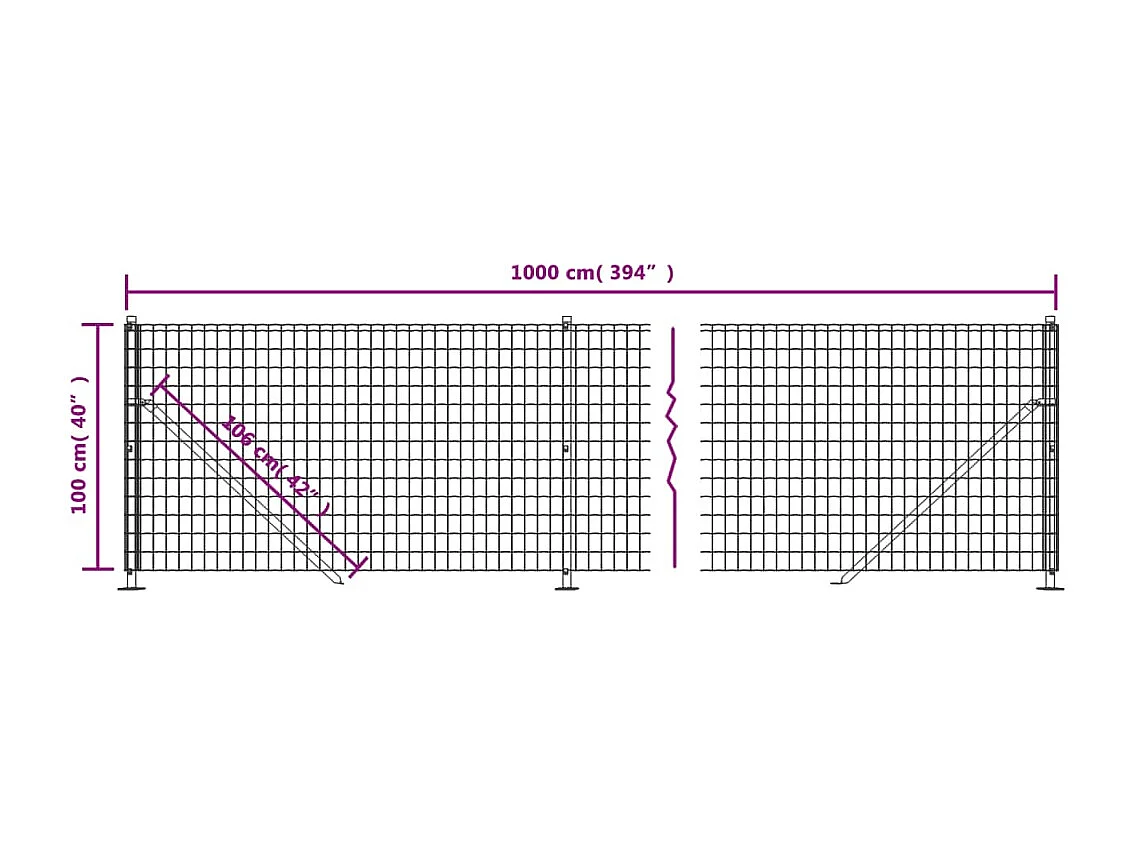 Rete metallica con flangia antracite 1x10 m
