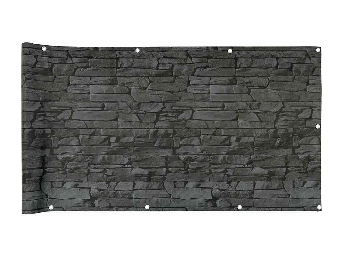 Balkon-Sichtschutz aus PVC in grauer Steinoptik