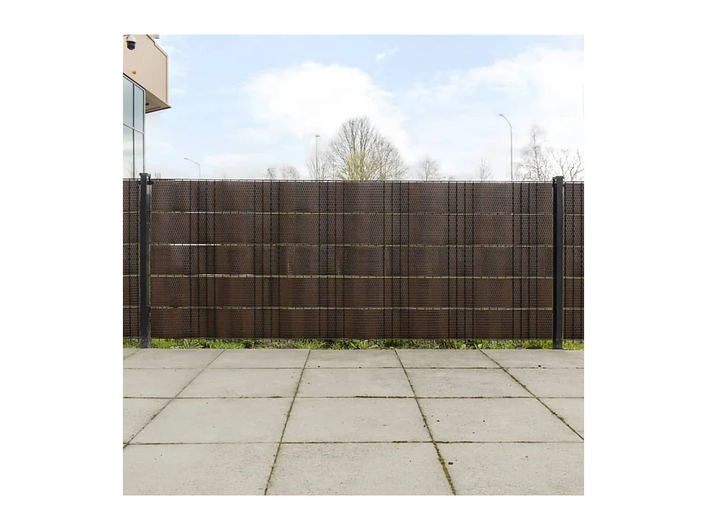 Paravents de balcon 5 pcs marron et noir 255x19cm résine tressé
