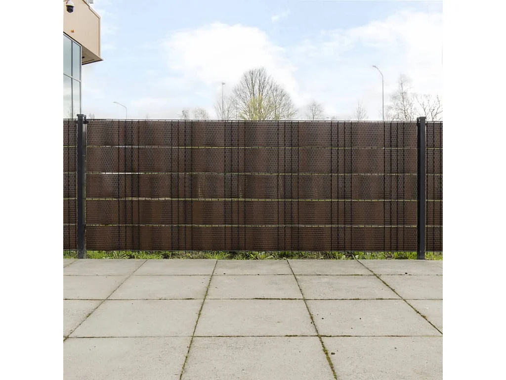 Schermi per balconi 5 pz marrone e nero 255x19cm resina vimini