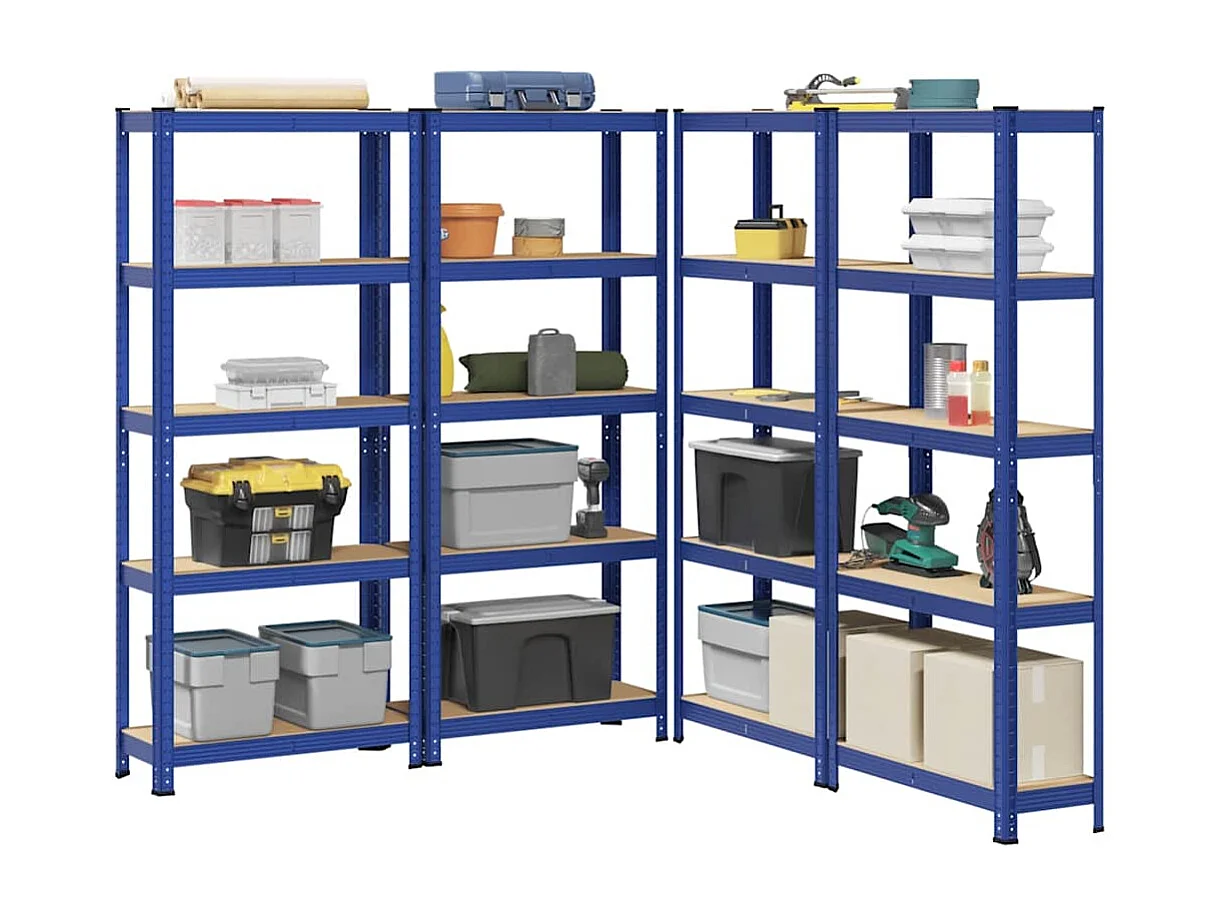 Prateleiras de armazenamento de 5 níveis 4 peças de aço madeira projetada