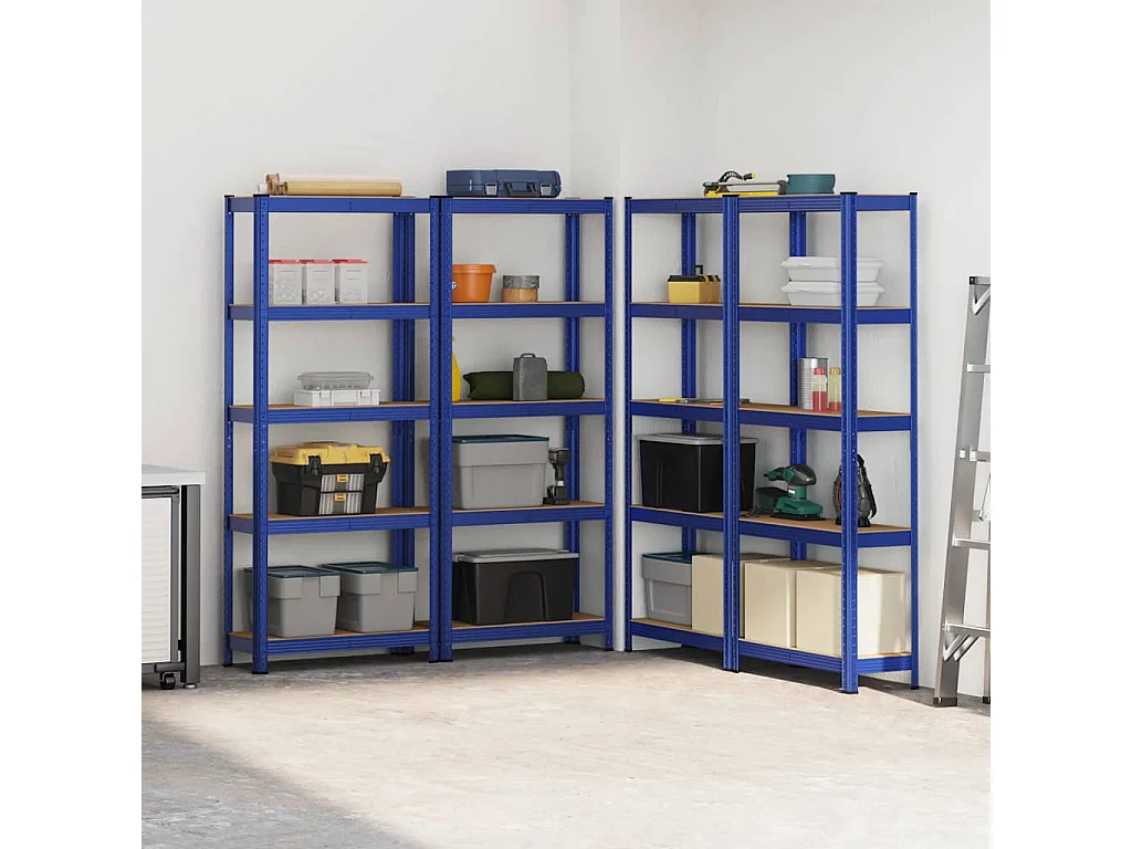 Prateleiras de armazenamento de 5 níveis 4 peças de aço madeira projetada