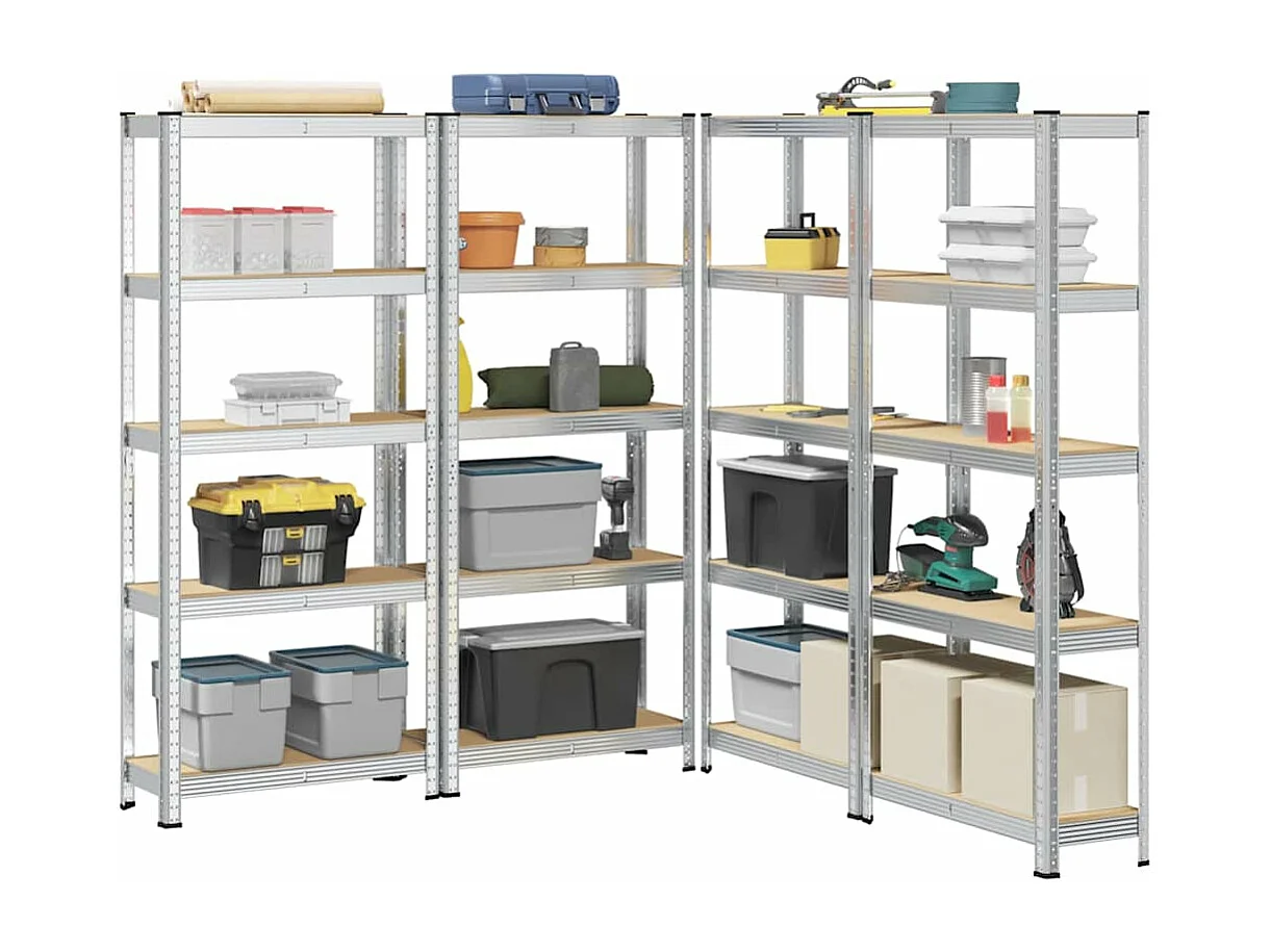 étagères de rangement à 5 niveaux 4 pcs acier bois d'ingénierie