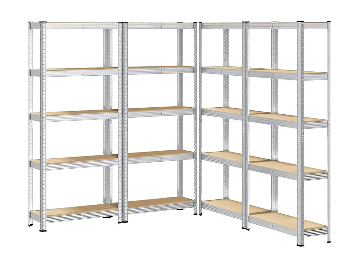 étagères de rangement à 5 niveaux 4 pcs acier bois d'ingénierie