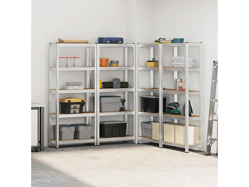 étagères de rangement à 5 niveaux 4 pcs acier bois d'ingénierie