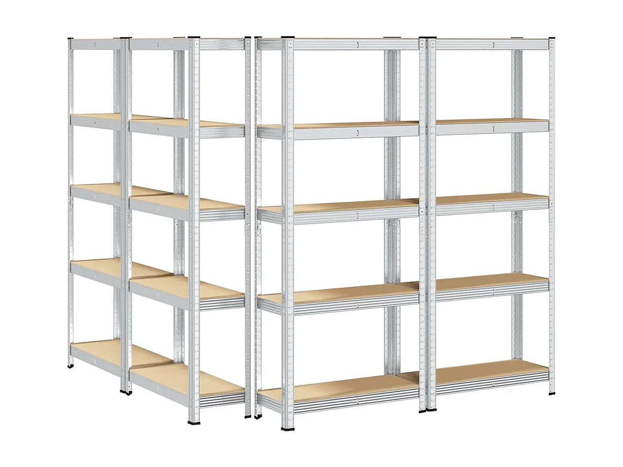 étagères de rangement à 5 niveaux 4 pcs acier bois d'ingénierie