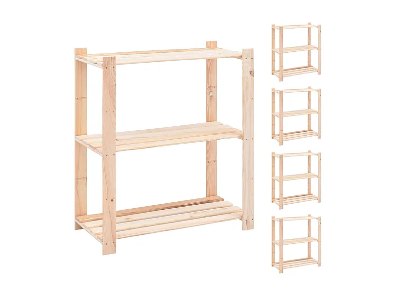 Scaffali portaoggetti a 3 ripiani 5 pz 80x38x90 cm Pino 150 kg