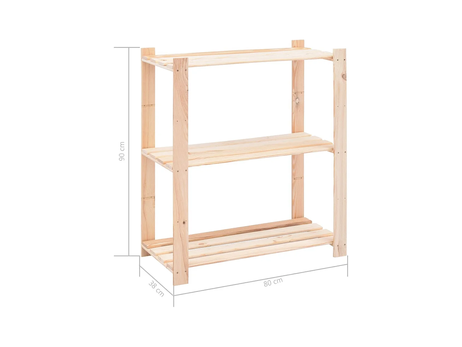 Prateleiras de armazenamento de 3 níveis 5 peças 80x38x90 cm Pinho 150 kg