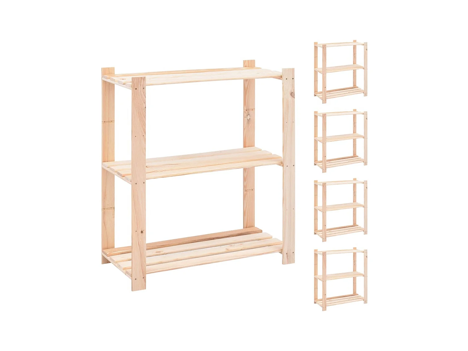étagères de rangement à 3 niveaux 5 pcs 80x38x90 cm Pin 150 kg