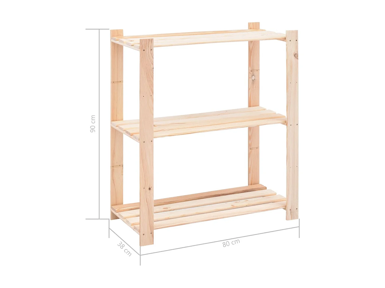 étagères de rangement à 3 niveaux 5 pcs 80x38x90 cm Pin 150 kg