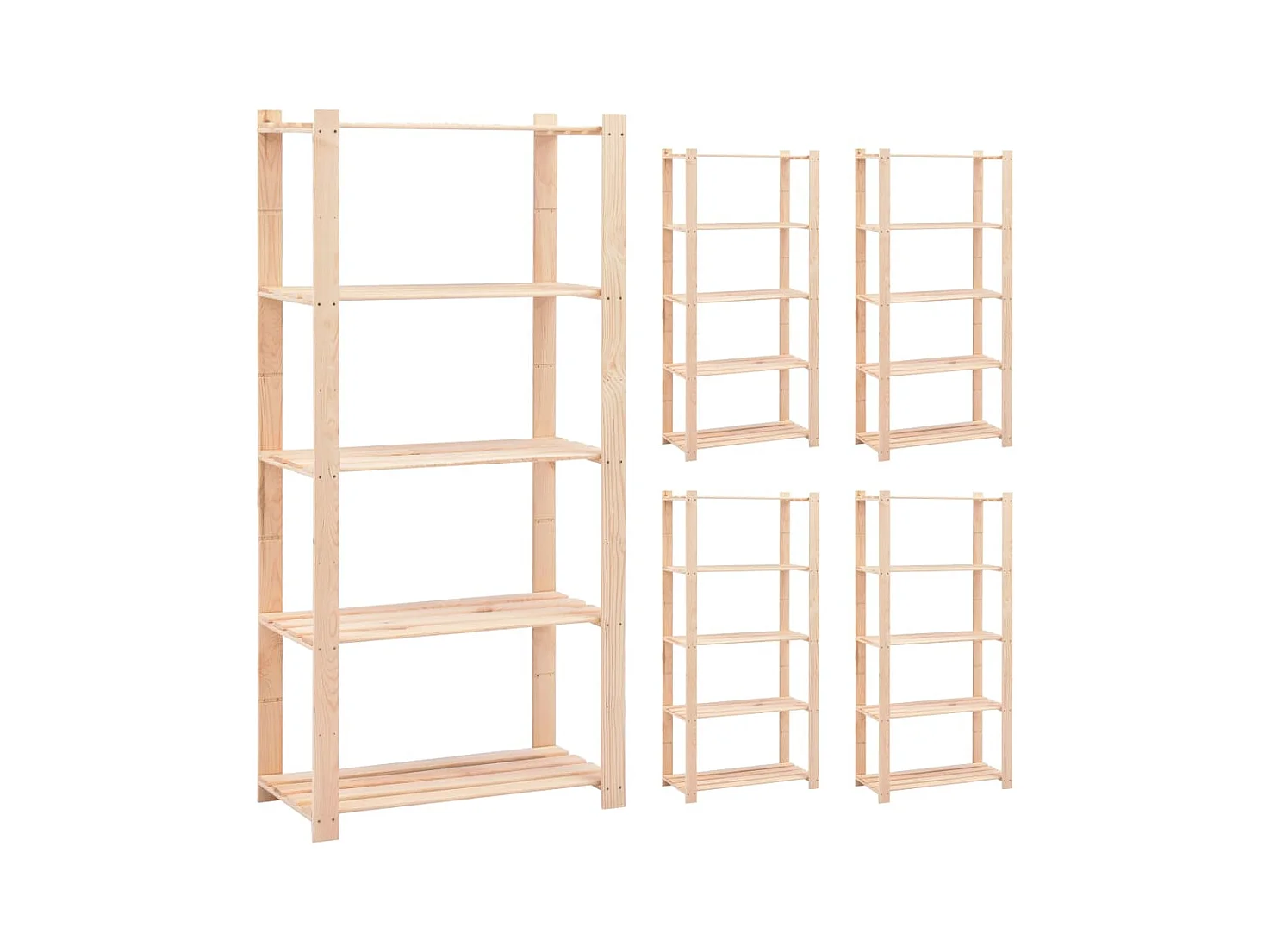 étagères de rangement à 5 niveaux 5 pcs 80x38x170 cm Pin 250 kg