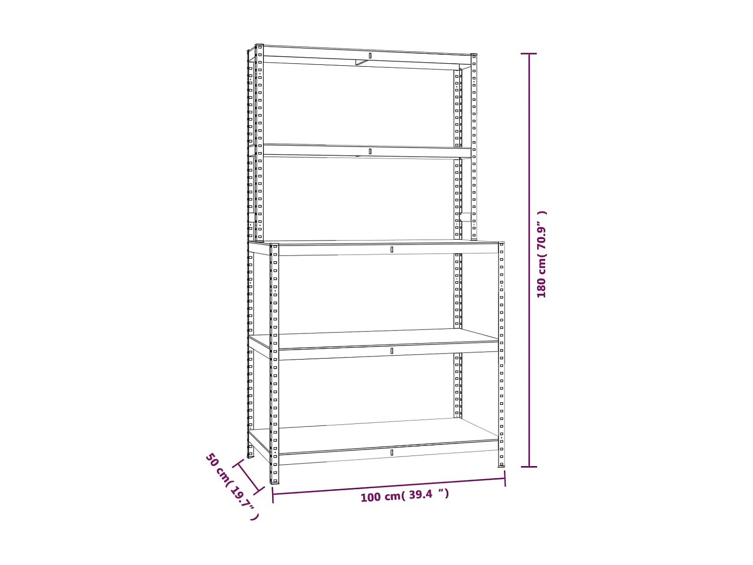 Arbeitstisch mit Regalen 5 Ebenen Silber Stahl