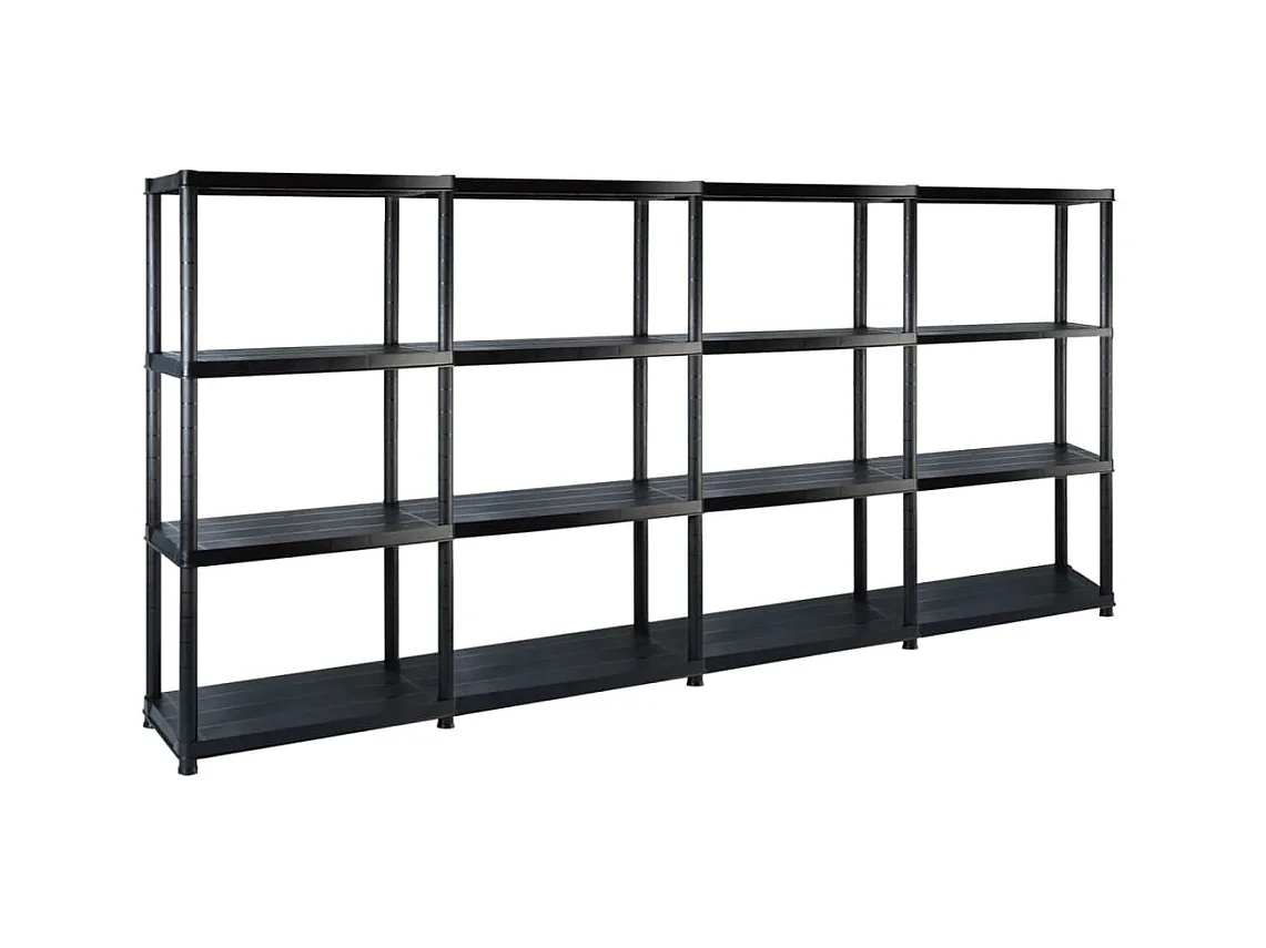 étagère de rangement à 4 niveaux Noir 244x30,5x130 cm Plastique