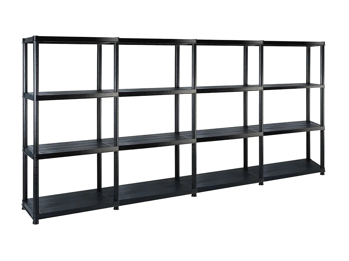 étagère de rangement à 4 niveaux Noir 244x30,5x130 cm Plastique