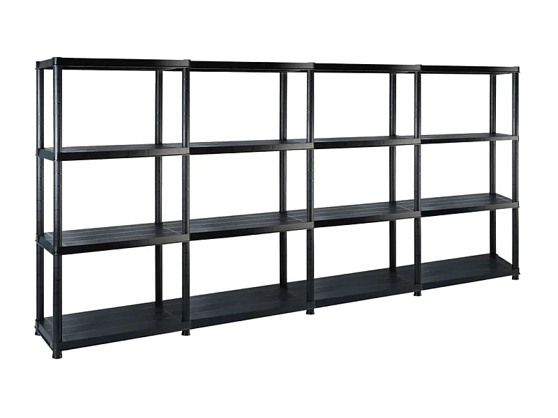 4-stöckiges Lagerregal Schwarz 244x30,5x130 cm Kunststoff