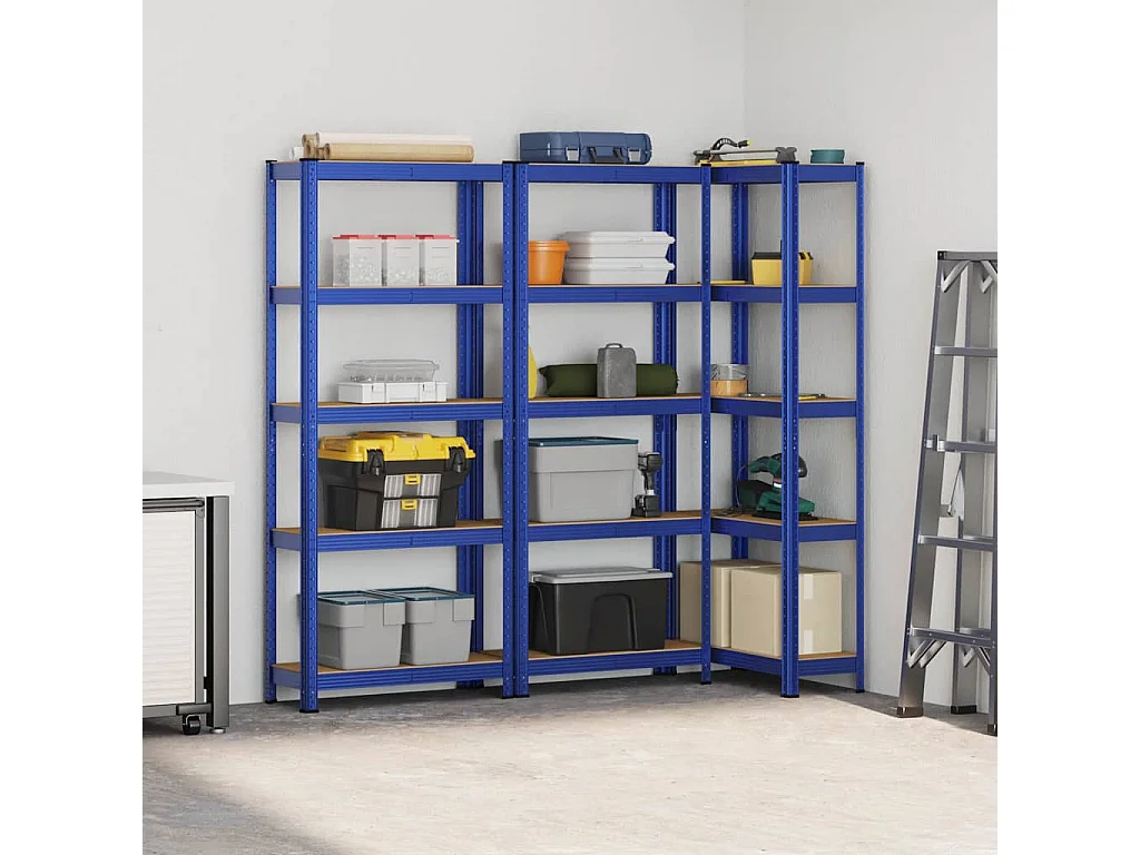 étagères de rangement à 5 niveaux 3 pcs Bleu