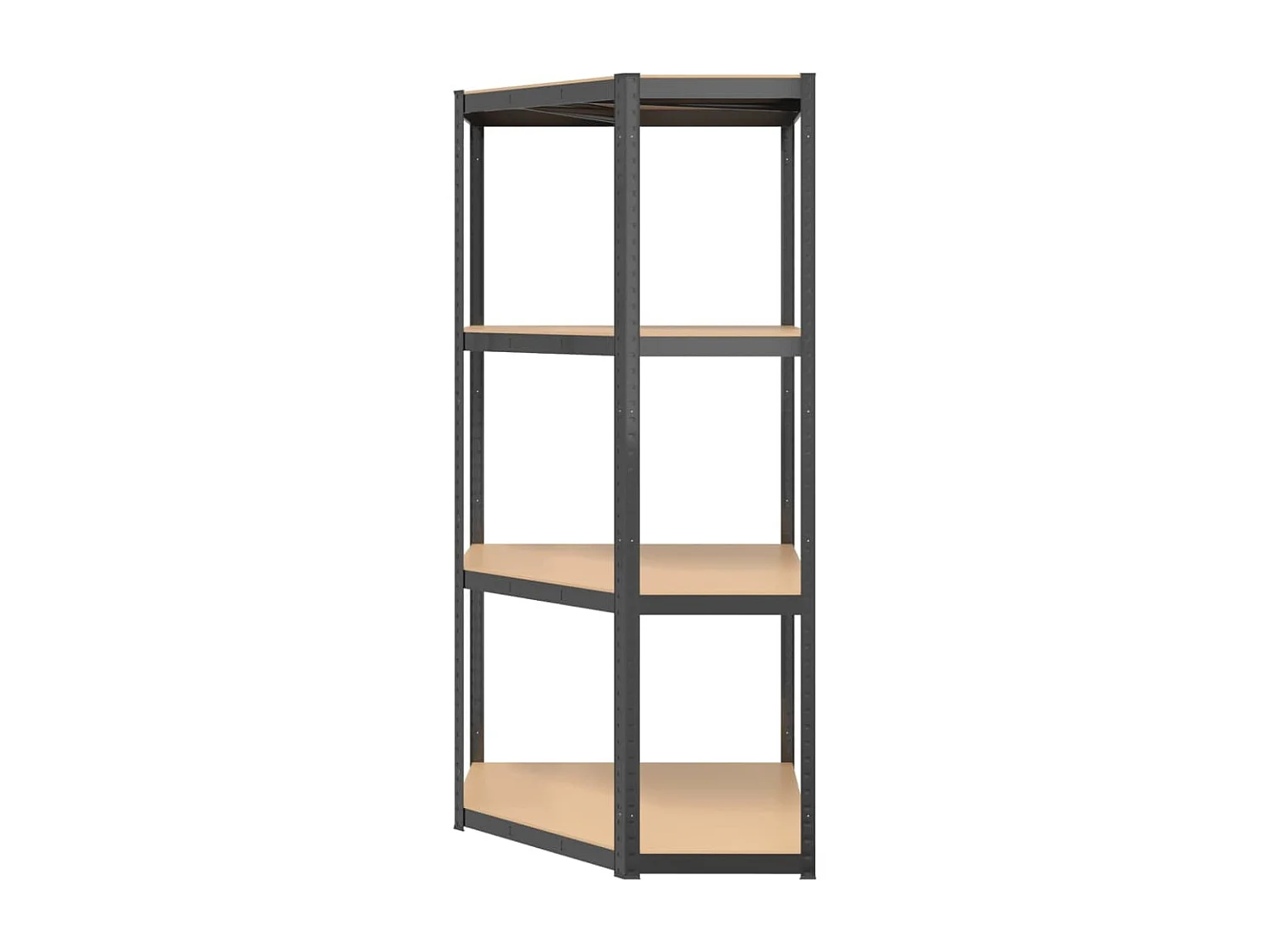 Mensola angolare a 4 ripiani in acciaio antracite e legno ingegnerizzato