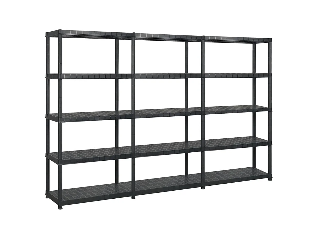 étagère de rangement à 5 niveaux Noir 255x40x185 cm Plastique