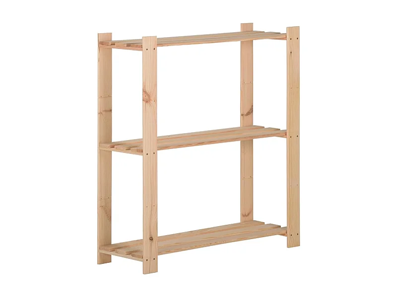 Scaffale portaoggetti a 3 ripiani 80x28,5x90 cm Legno di pino massello