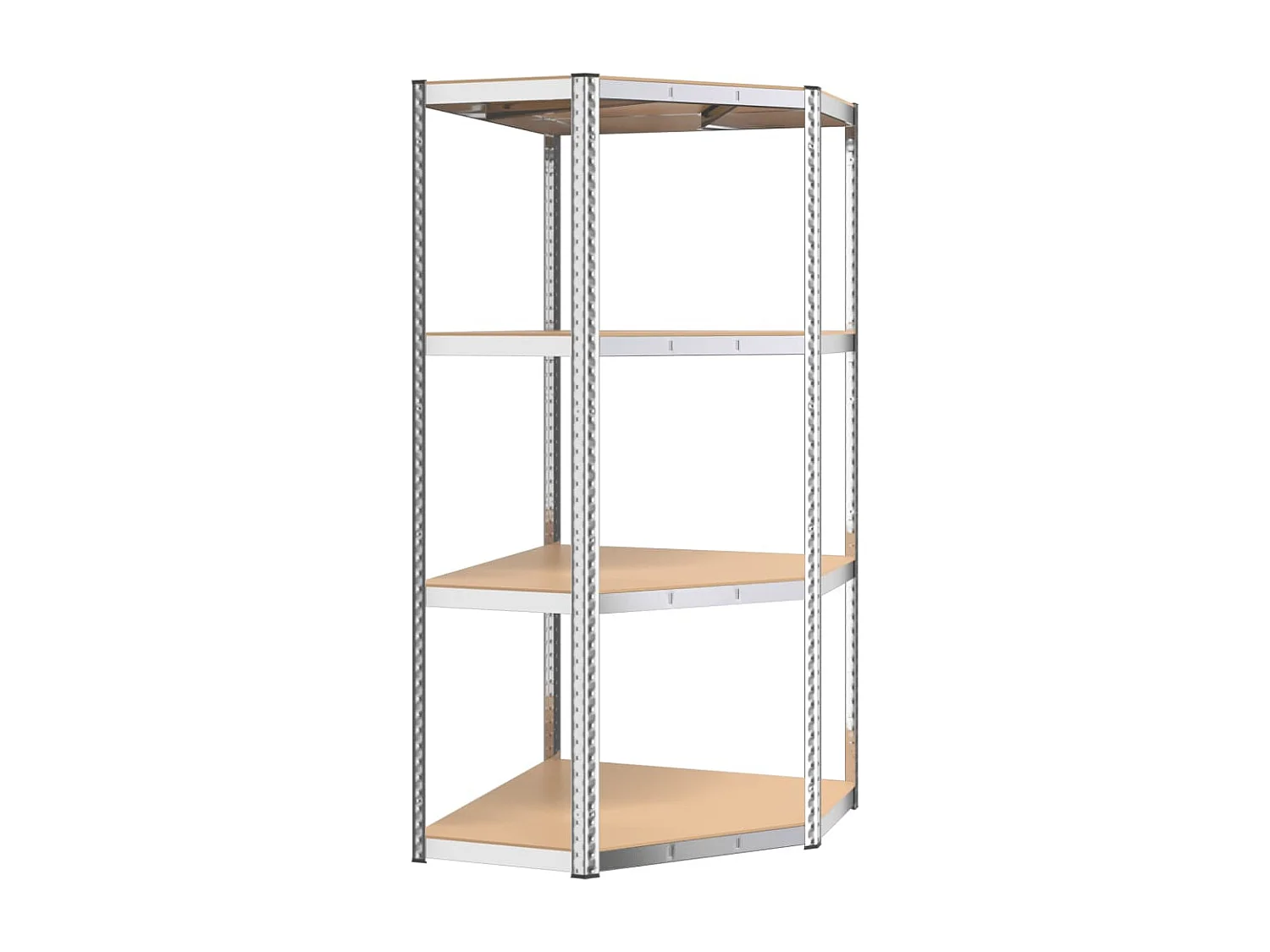 étagère d'angle à 4 niveaux Argenté Acier et bois d'ingénierie