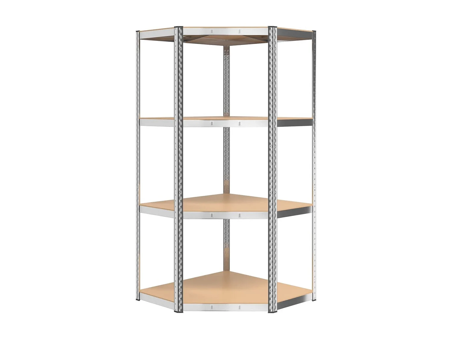 étagère d'angle à 4 niveaux Argenté Acier et bois d'ingénierie