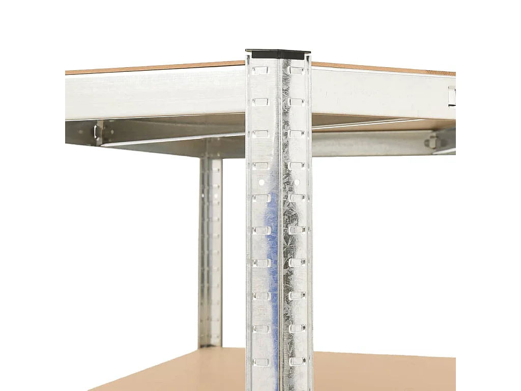 étagère d'angle à 4 niveaux Argenté Acier et bois d'ingénierie