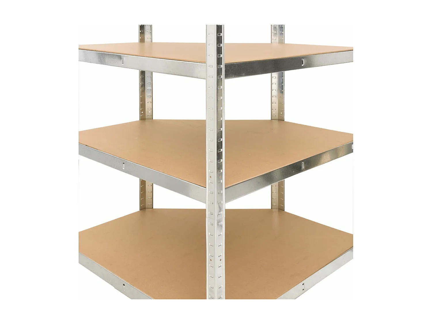étagère d'angle à 4 niveaux Argenté Acier et bois d'ingénierie