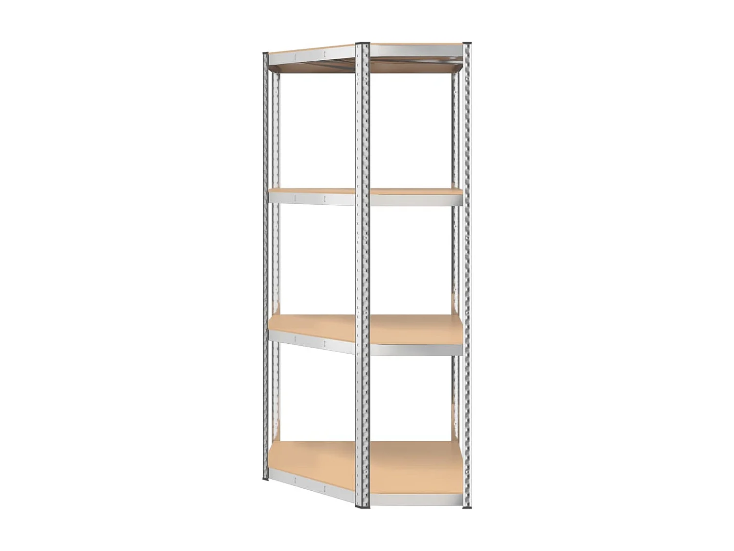 4-laags hoekplank zilverkleurig staal en bewerkt hout